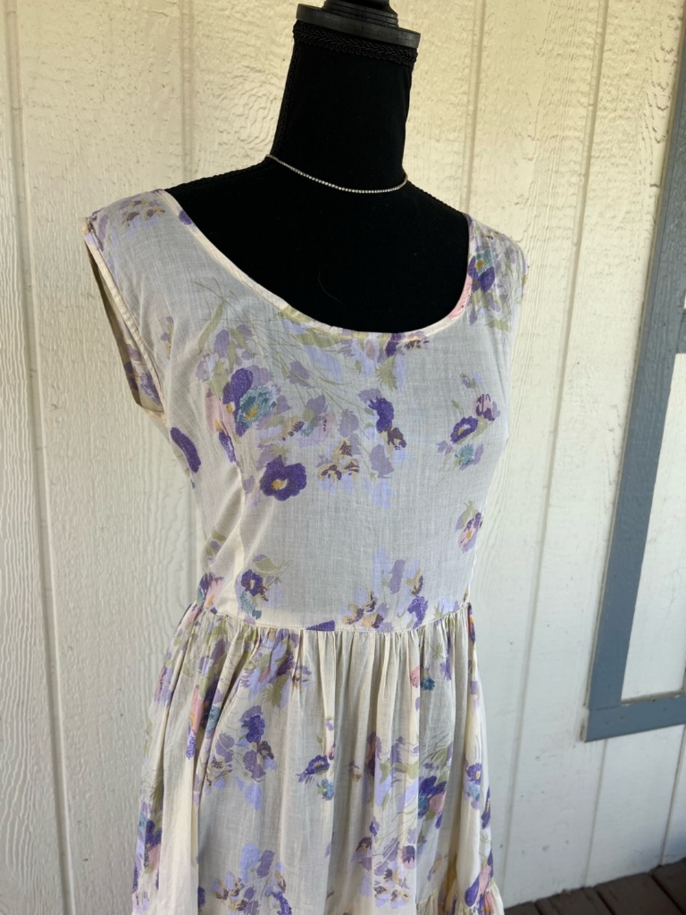 Sarah Arizona Floral Cotton Dress Prairie Cottagecore Tiered Midi Vintage Small - Picture 3 of 6